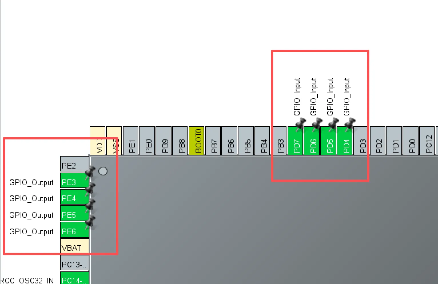 图3-13 矩阵按键引脚配置